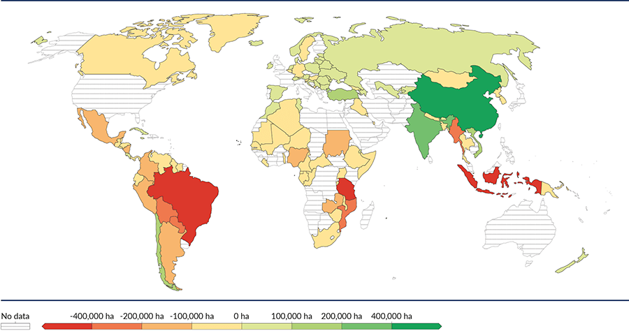 Exhibit 1 - Map showing annual net change in forest area, 2015